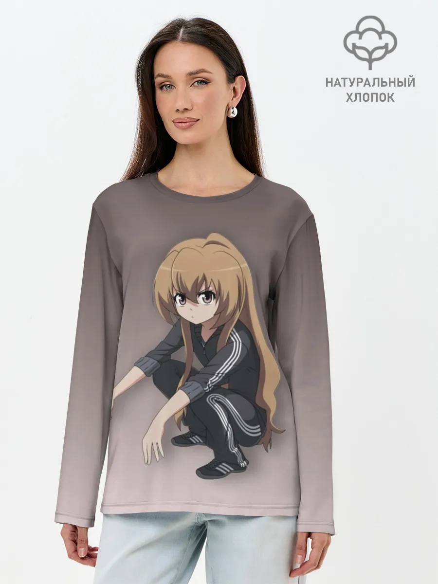 Лонгслив женский. Хлопок / Аниме девочка на кортах в Адидасе