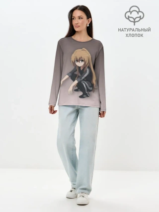 Лонгслив женский. Хлопок / Аниме девочка на кортах в Адидасе