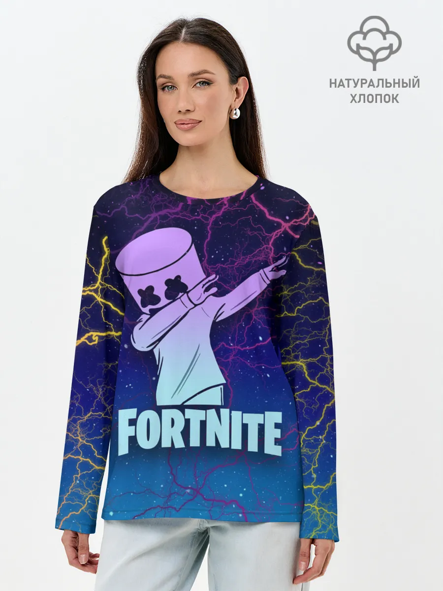 Лонгслив женский. Хлопок / Fortnite,Marshmello
