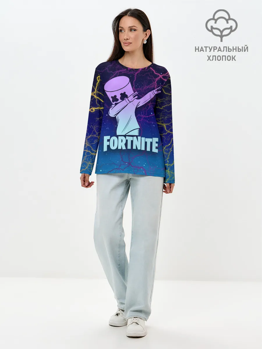 Лонгслив женский. Хлопок / Fortnite,Marshmello