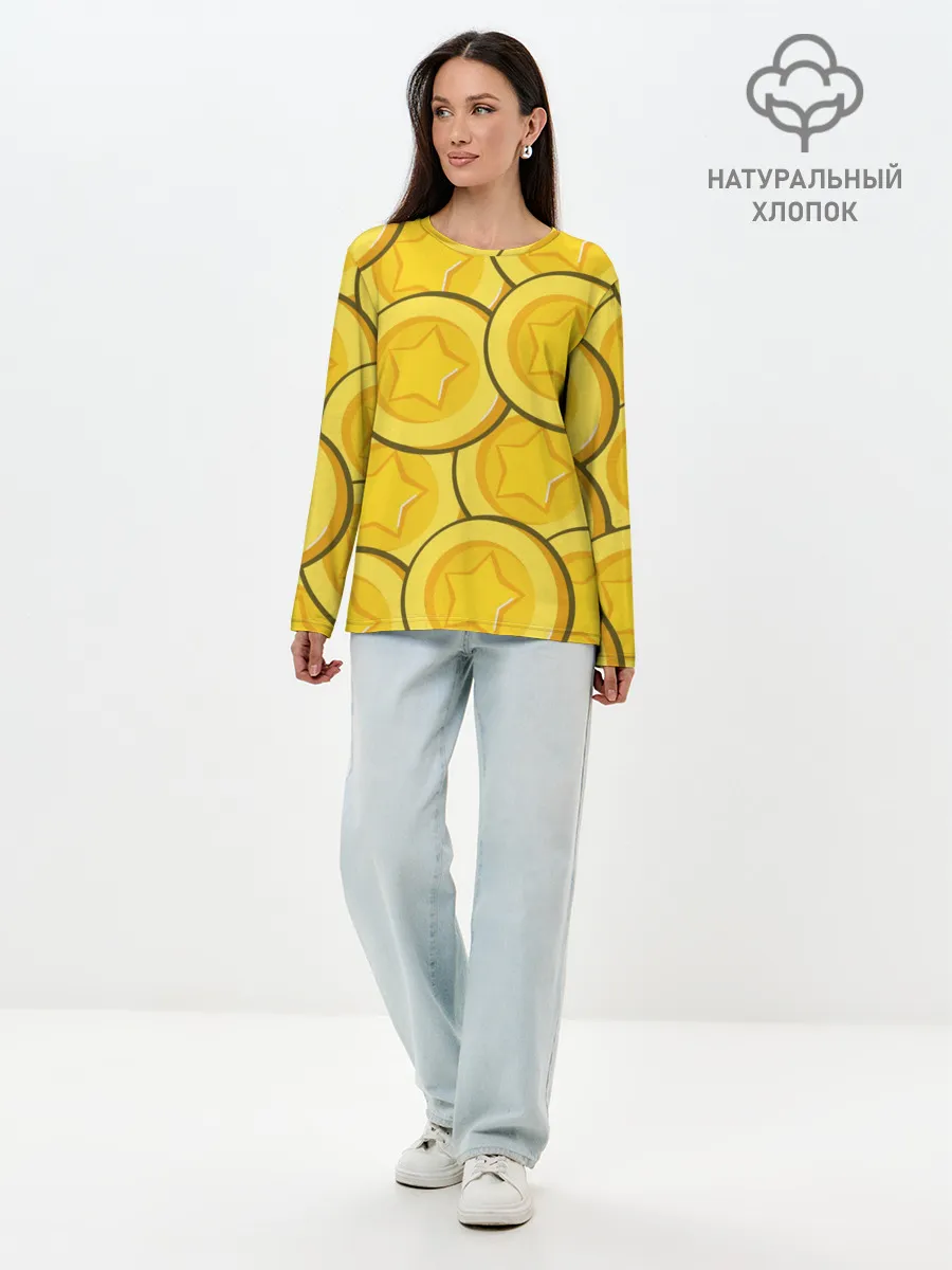 Лонгслив женский. Хлопок / МОНЕТКИ