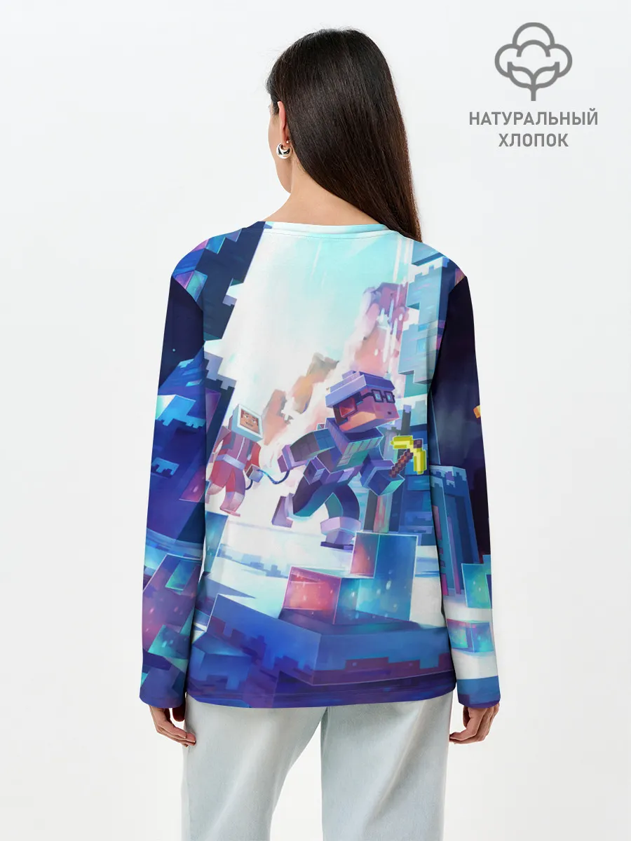 Лонгслив женский. Хлопок / Майнкрафт