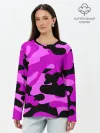Лонгслив женский. Хлопок / Цветной камуфляж