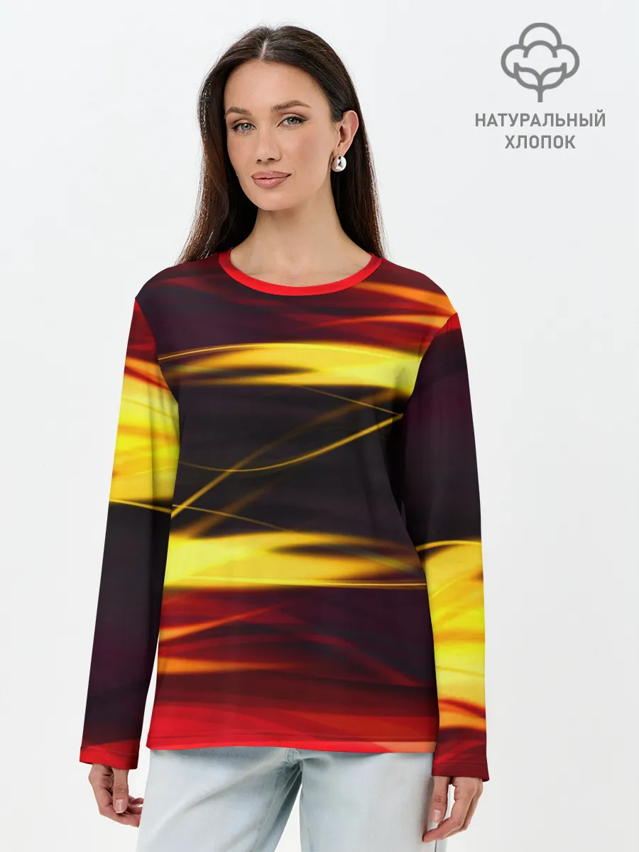 Лонгслив женский. Хлопок / Языки Пламени