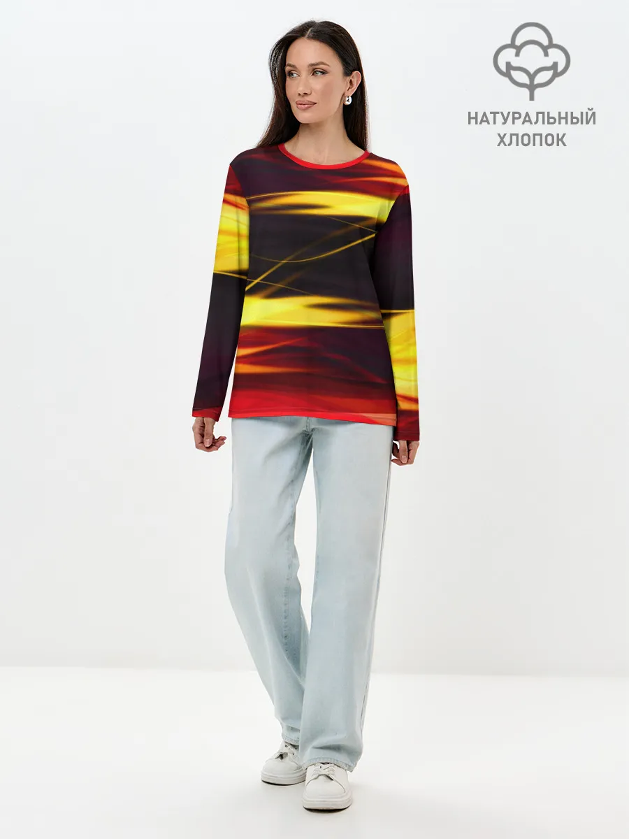 Лонгслив женский. Хлопок / Языки Пламени