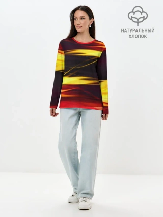 Лонгслив женский. Хлопок / Языки Пламени