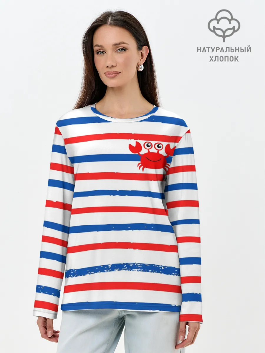 Лонгслив женский. Хлопок / Крабик