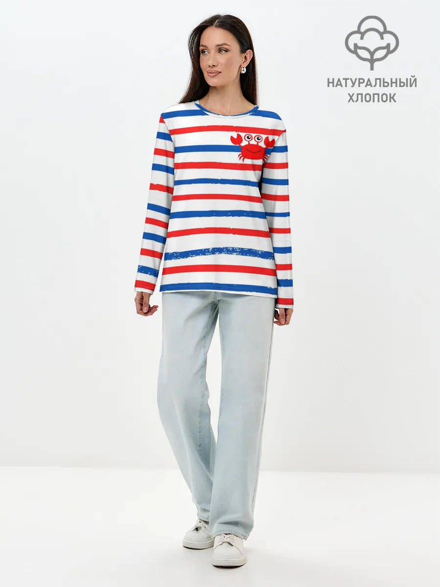 Лонгслив женский. Хлопок / Крабик