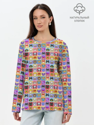 Лонгслив женский. Хлопок / ANIMAL CROSSING