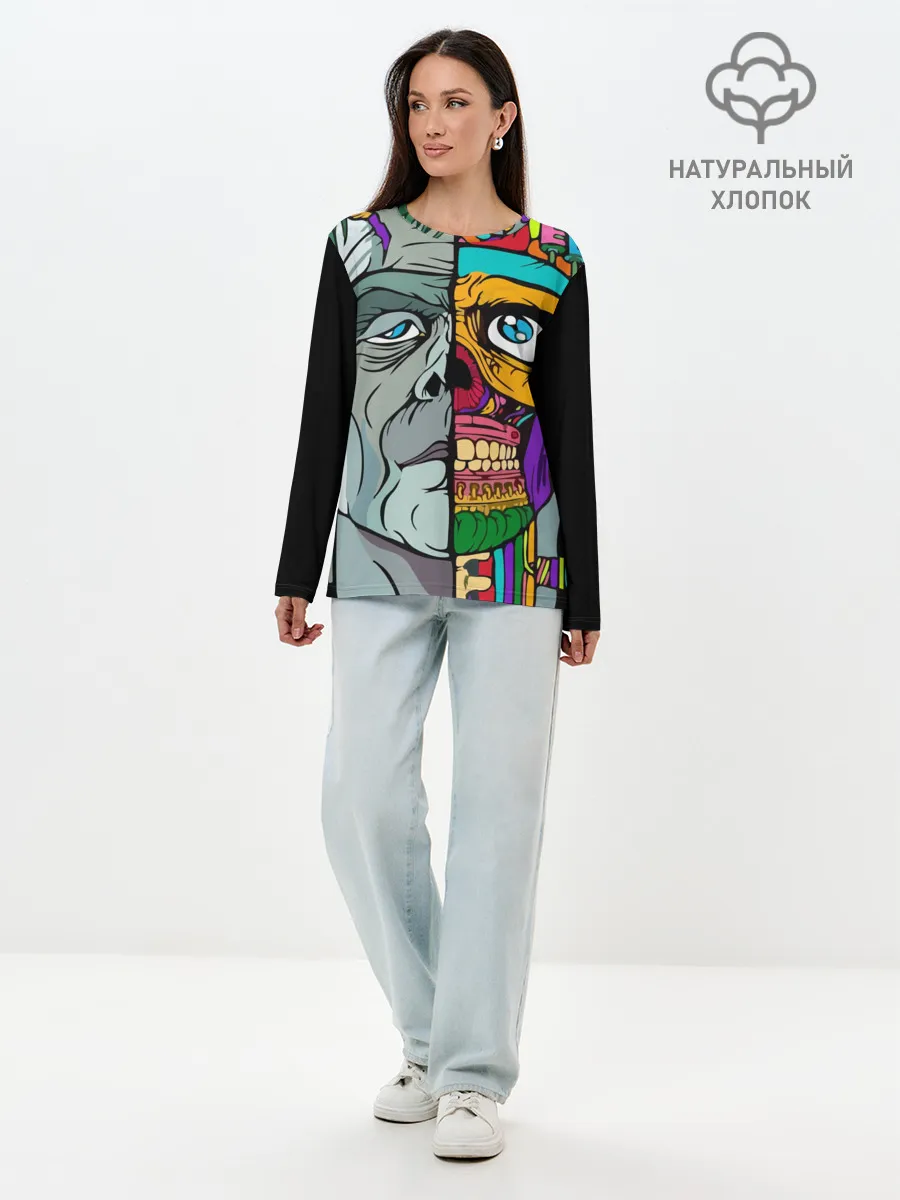 Лонгслив женский. Хлопок / Франкенштейн