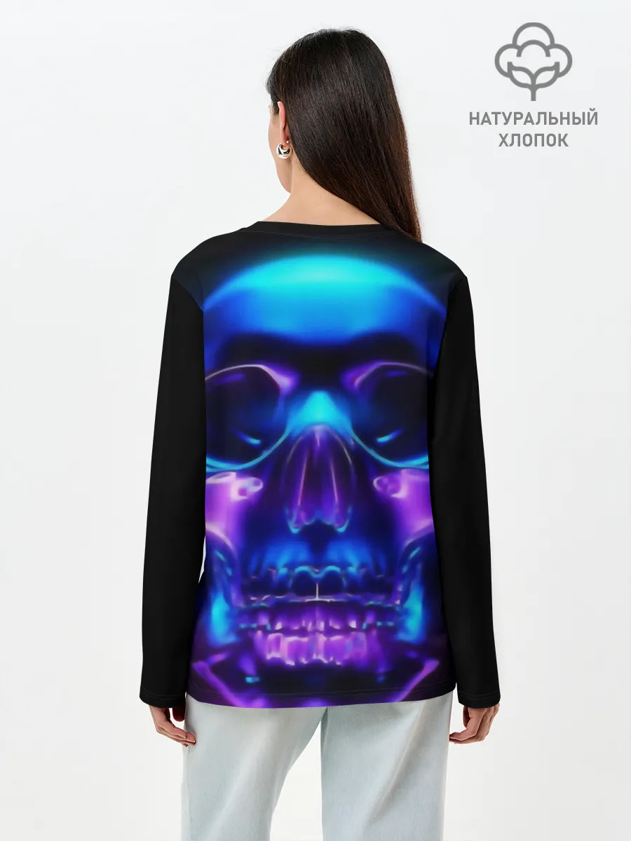 Лонгслив женский. Хлопок / Череп