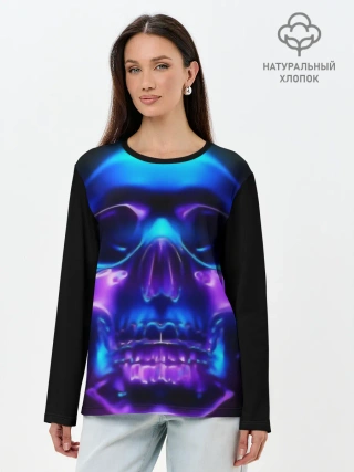 Лонгслив женский. Хлопок / Череп