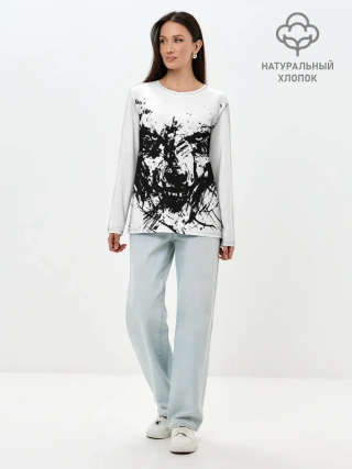 Лонгслив женский. Хлопок / Зверь