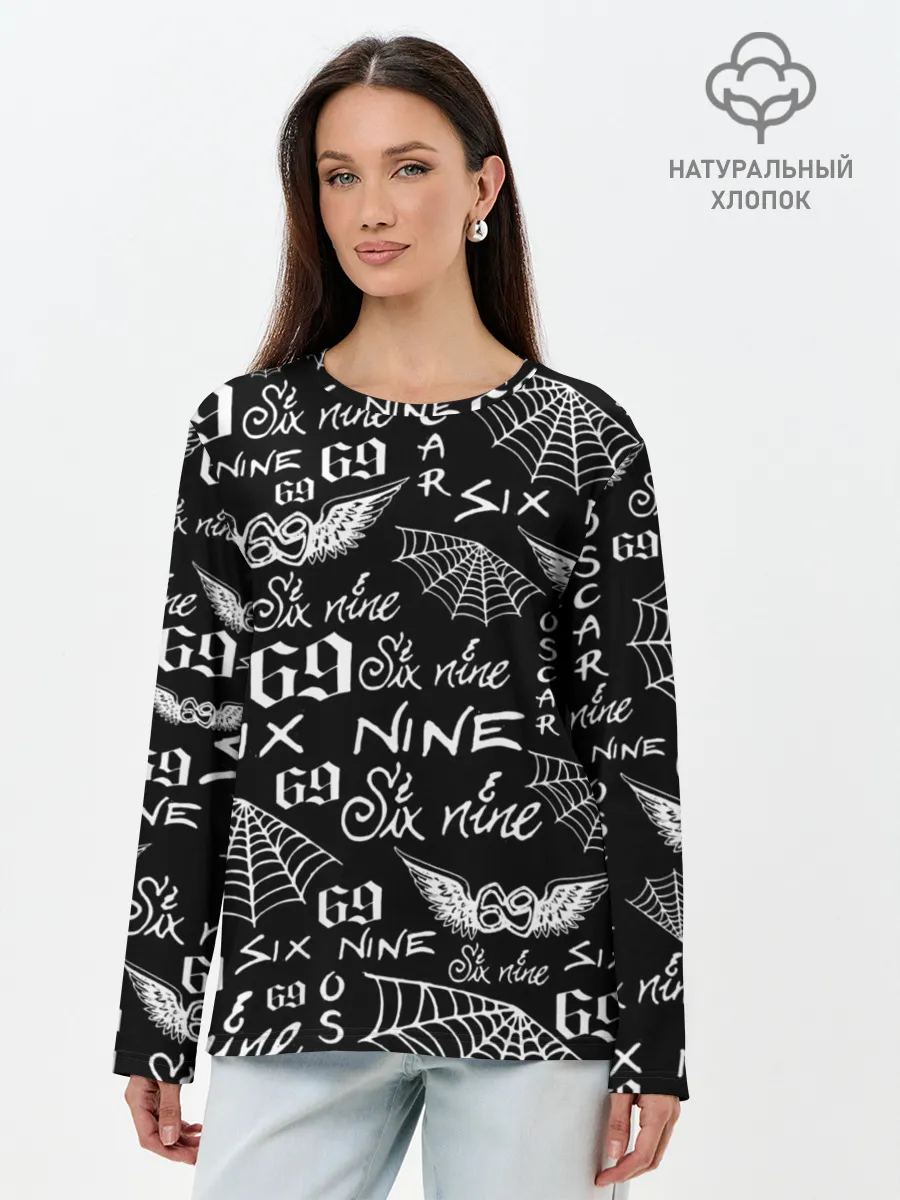 Лонгслив женский. Хлопок / 6IX9INE ТАТУИРОВКИ