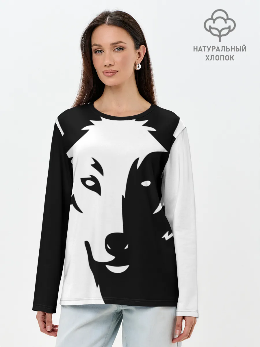Лонгслив женский. Хлопок / Зверь