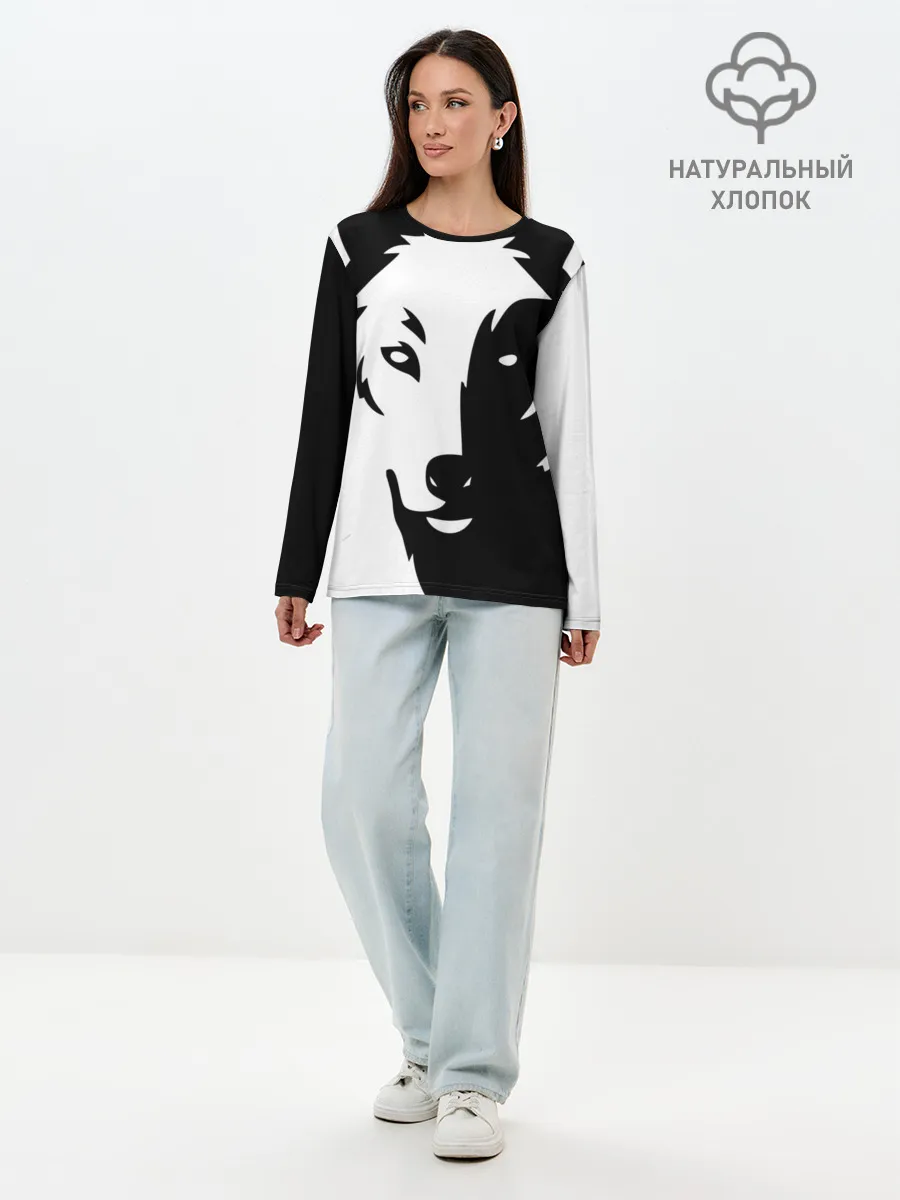 Лонгслив женский. Хлопок / Зверь
