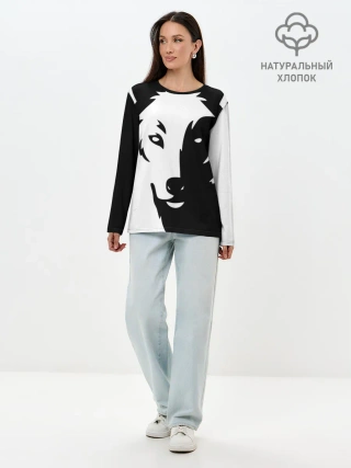 Лонгслив женский. Хлопок / Зверь