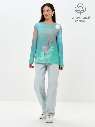 Лонгслив женский. Хлопок / Фламинго