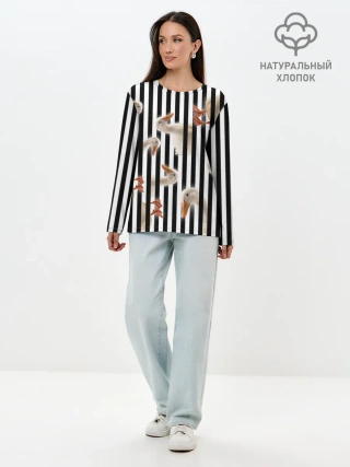 Лонгслив женский. Хлопок / Гуси