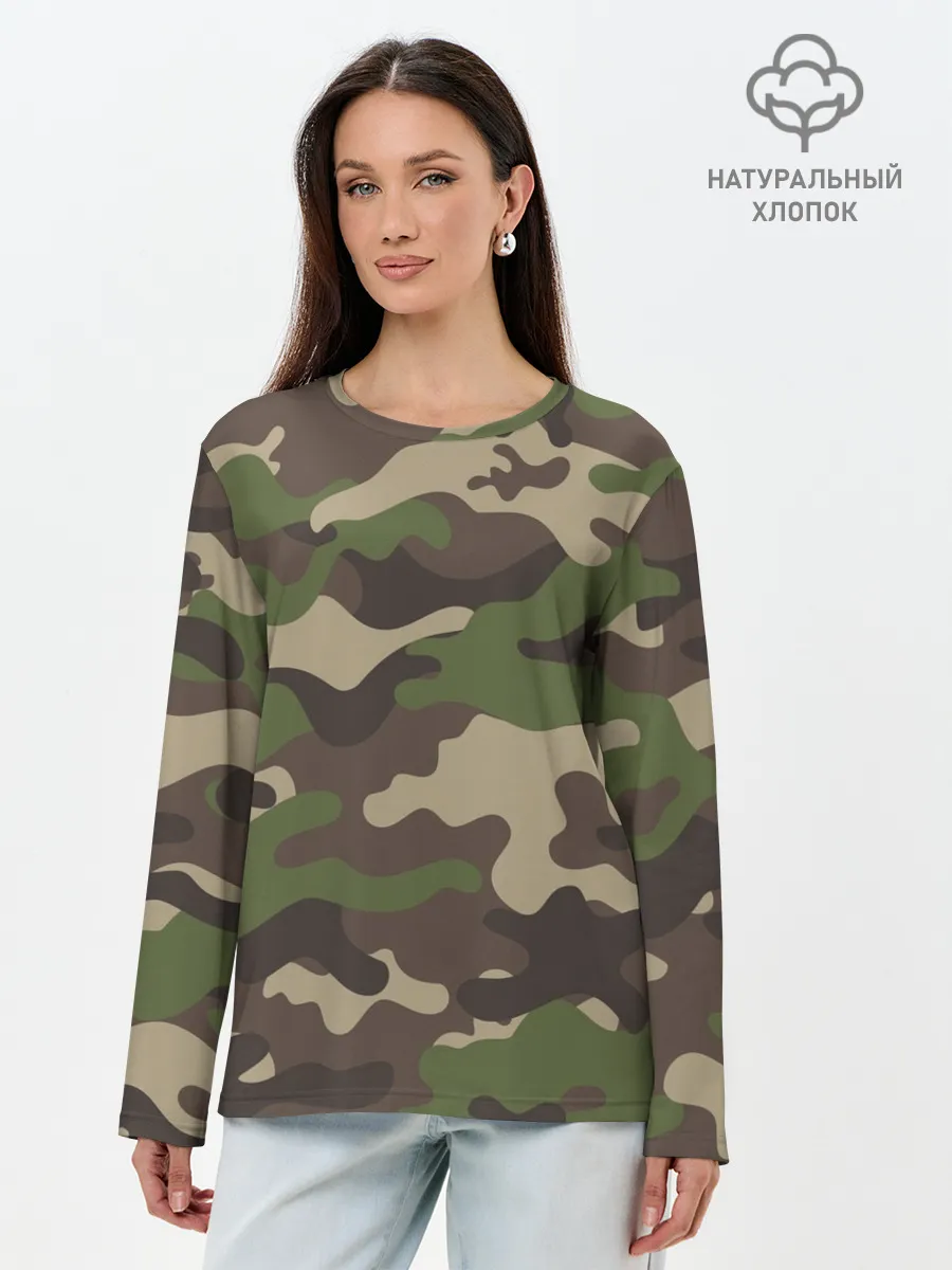 Лонгслив женский. Хлопок / МИЛИТАРИ