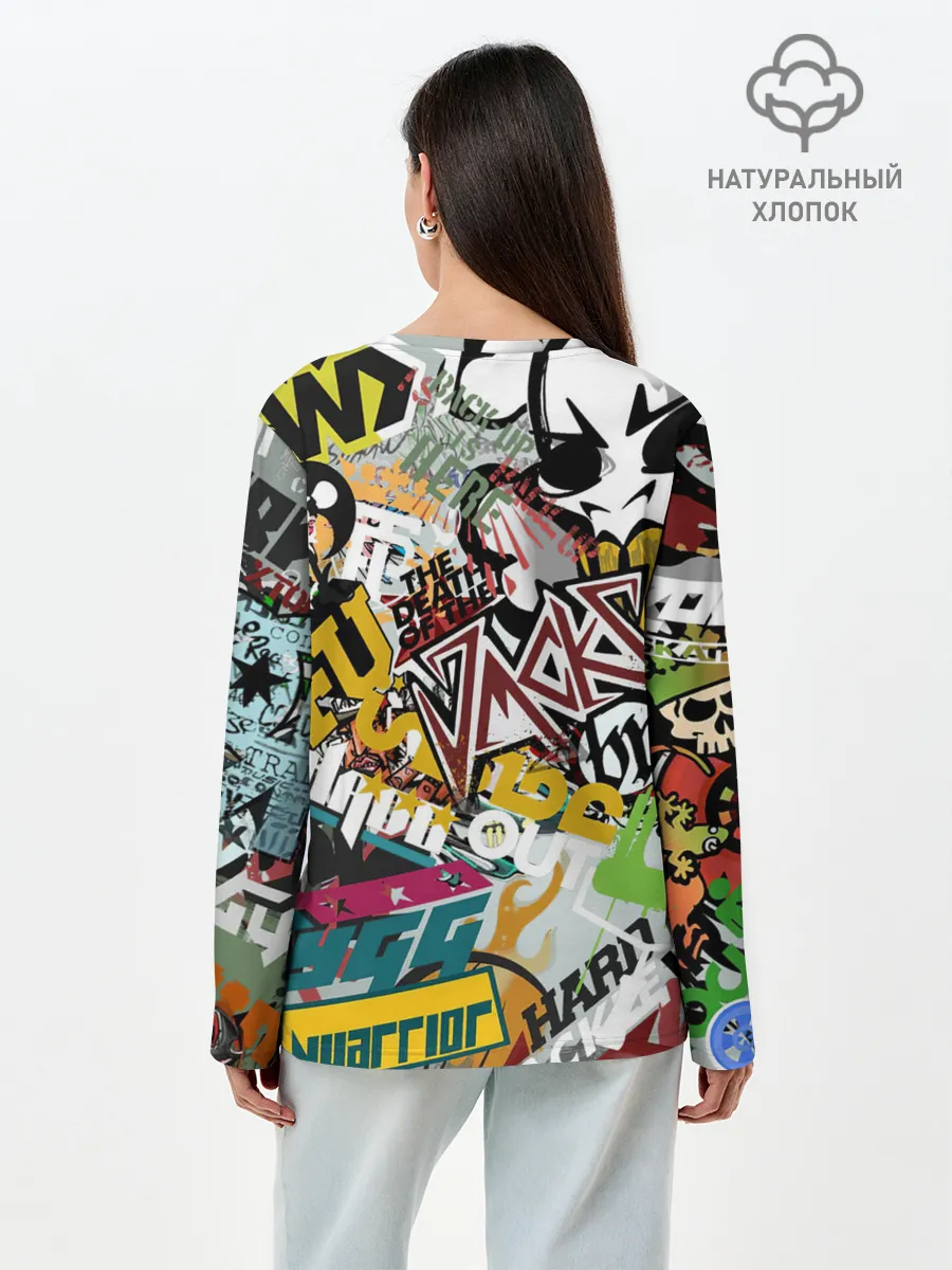 Лонгслив женский. Хлопок / Стикеры