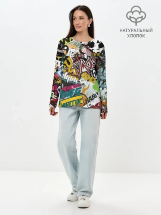 Лонгслив женский. Хлопок / Стикеры
