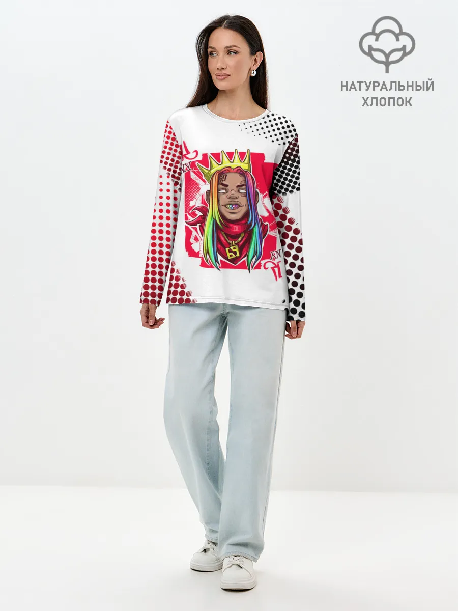 Лонгслив женский. Хлопок / 6ix9ine King Up