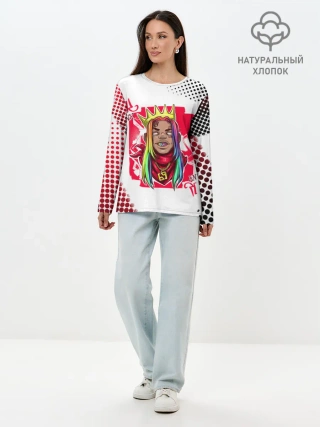 Лонгслив женский. Хлопок / 6ix9ine King Up