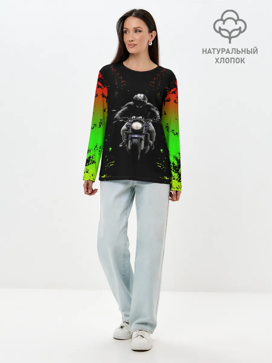 Лонгслив женский. Хлопок / МОТОЦИКЛЫ