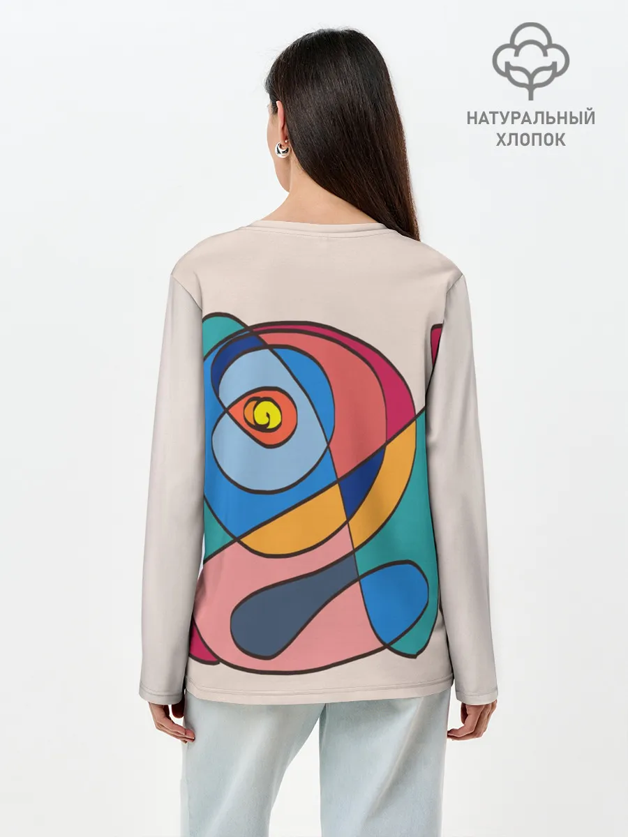 Лонгслив женский. Хлопок / Абстракция полет фантазии