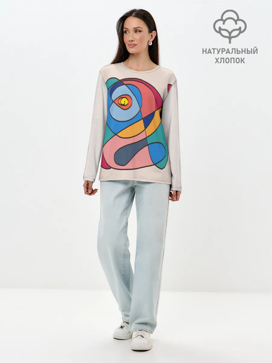 Лонгслив женский. Хлопок / Абстракция полет фантазии