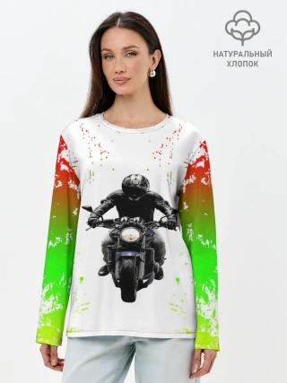 Лонгслив женский. Хлопок / МОТОЦИКЛЫ