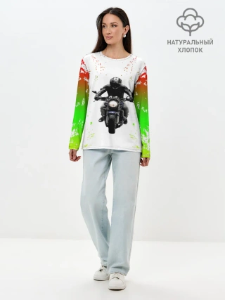 Лонгслив женский. Хлопок / МОТОЦИКЛЫ