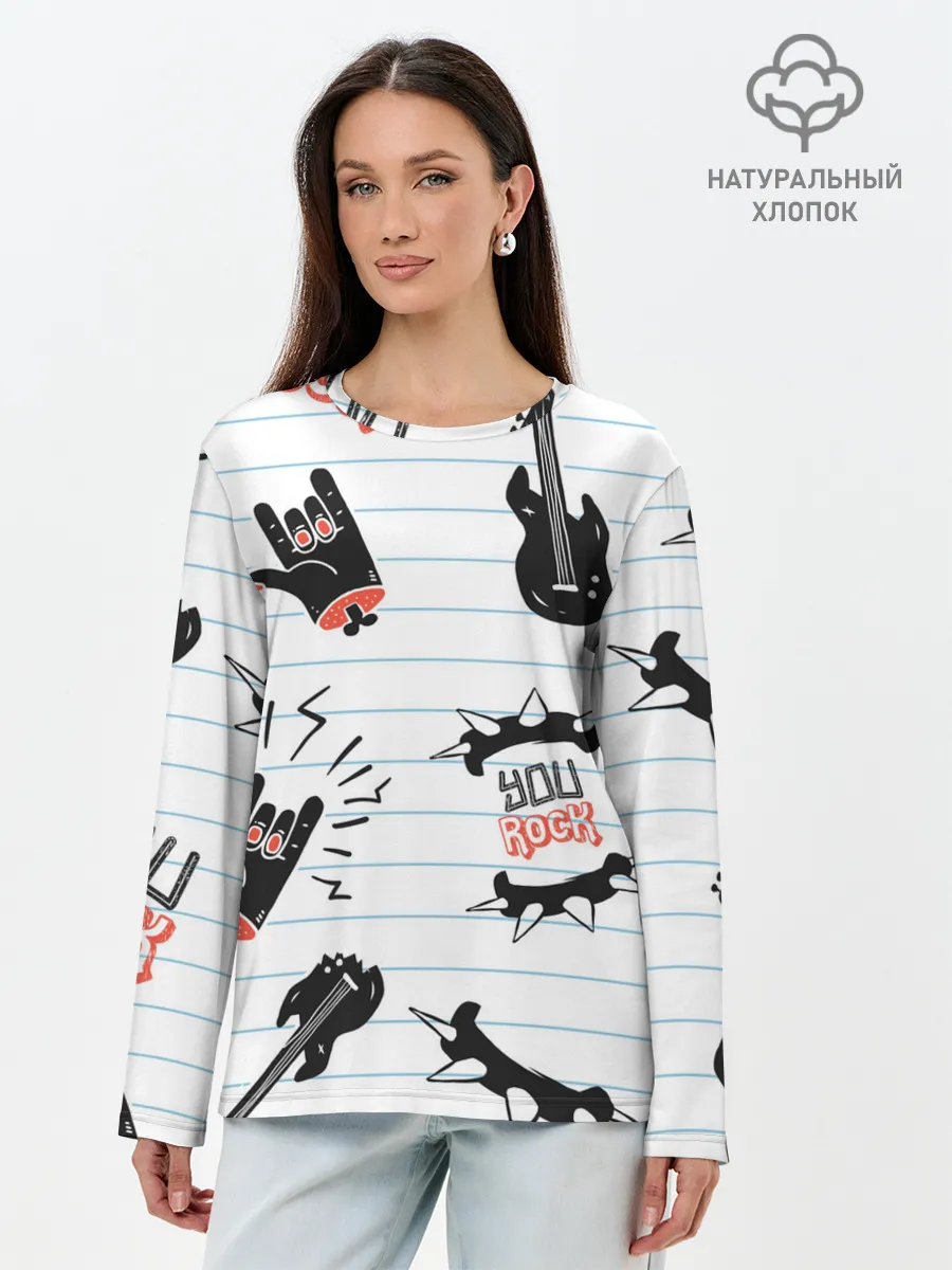Лонгслив женский. Хлопок / Ты рокер