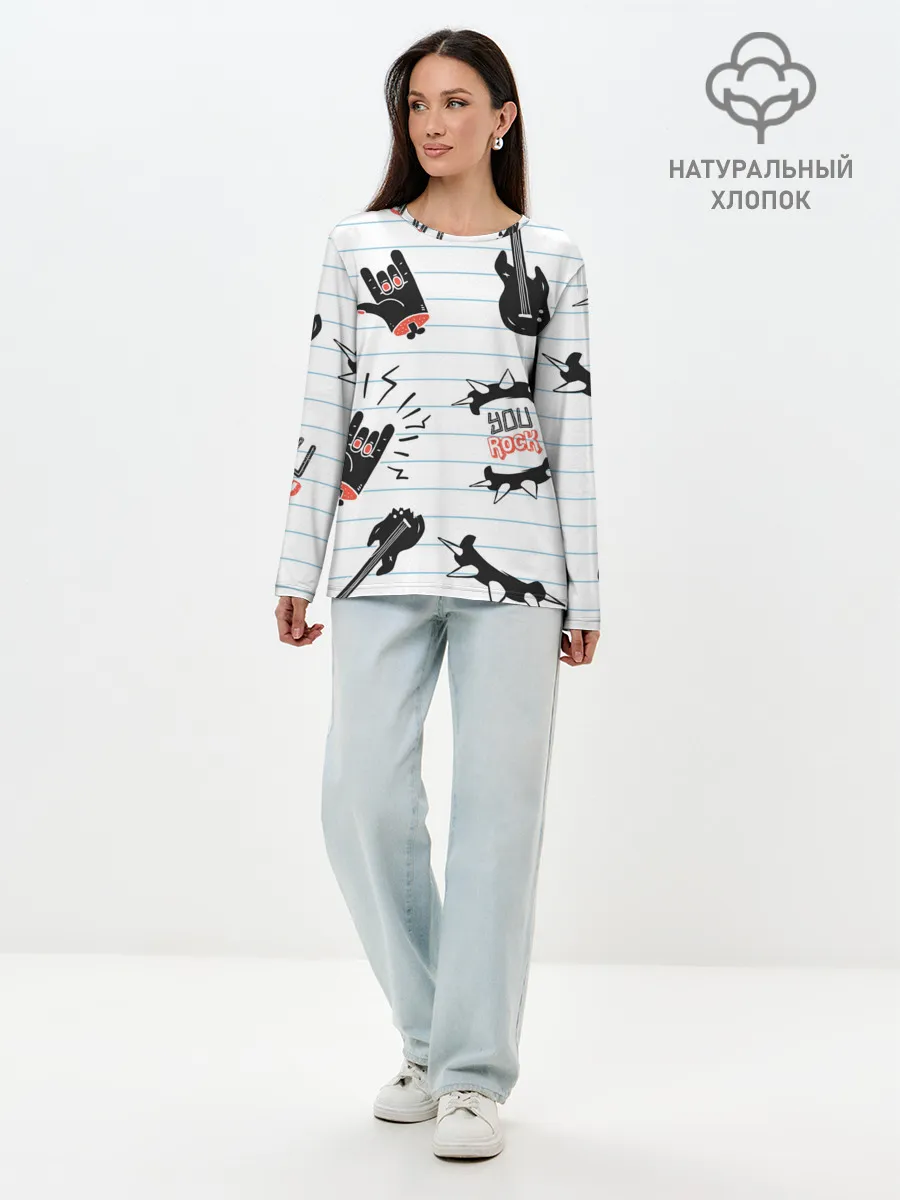 Лонгслив женский. Хлопок / Ты рокер