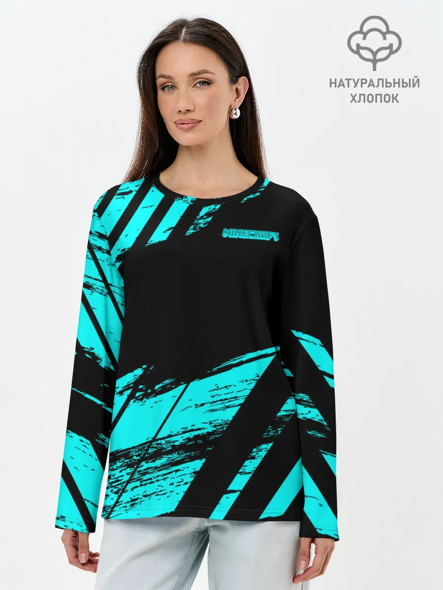 Лонгслив женский. Хлопок / Minecraft