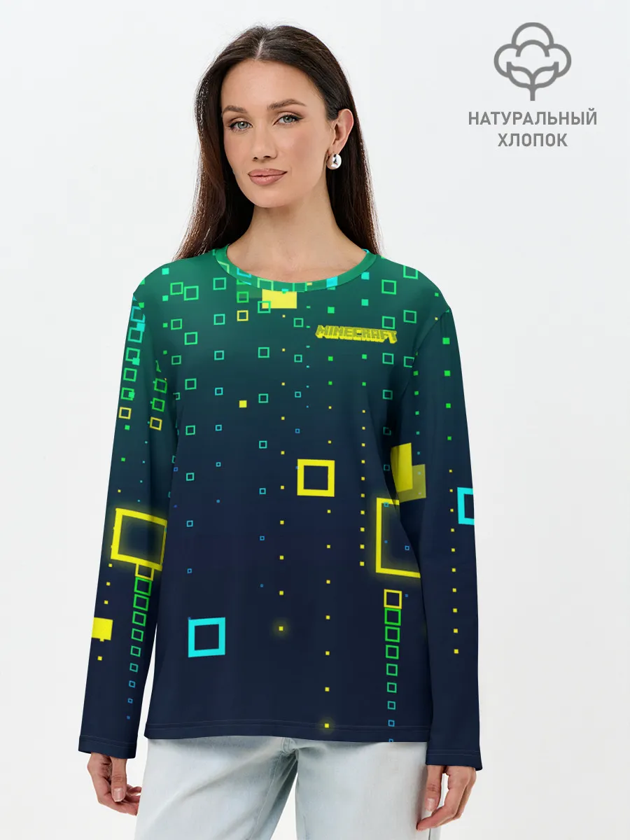 Лонгслив женский. Хлопок / Minecraft