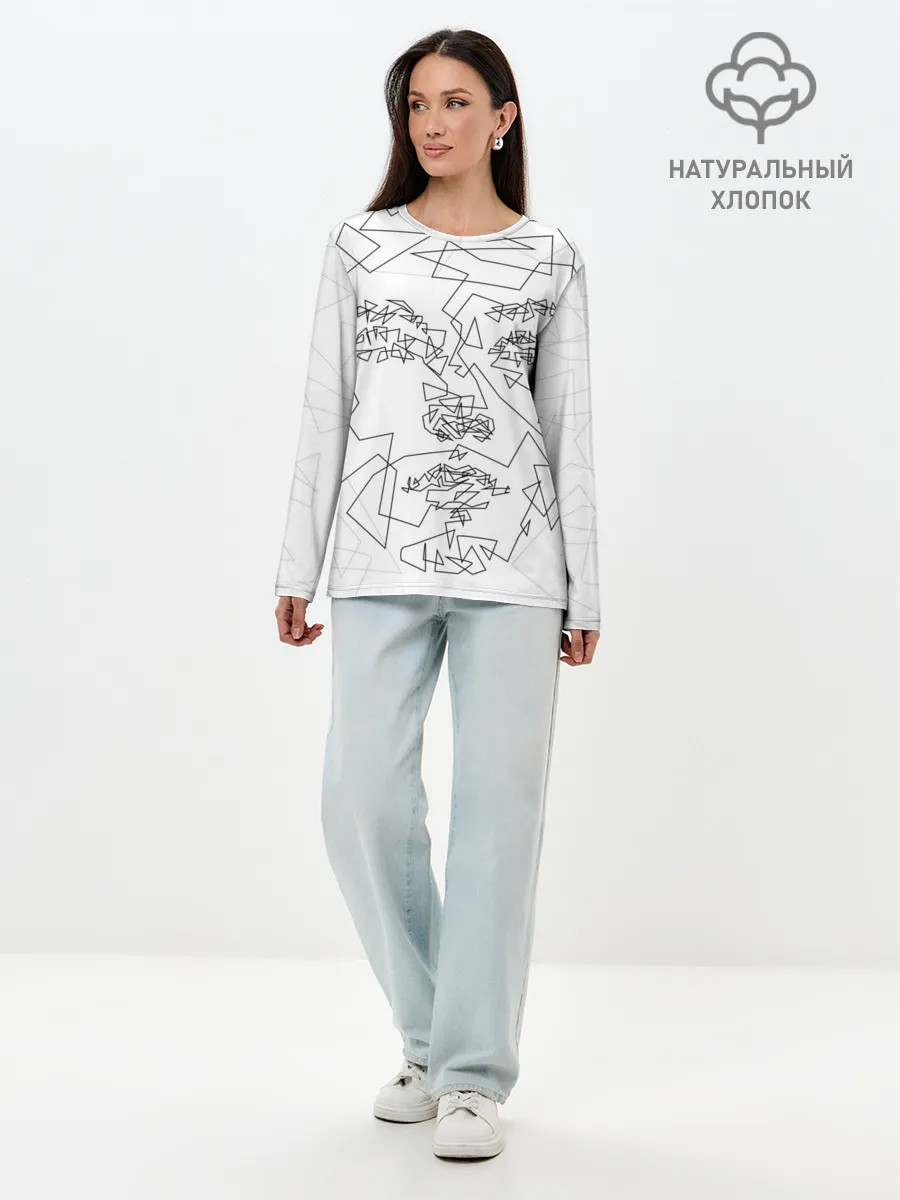 Лонгслив женский. Хлопок / Геометрическое лицо