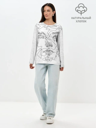 Лонгслив женский. Хлопок / Геометрическое лицо