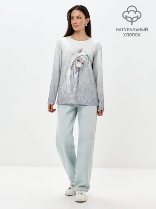 Лонгслив женский. Хлопок / Cat-girl