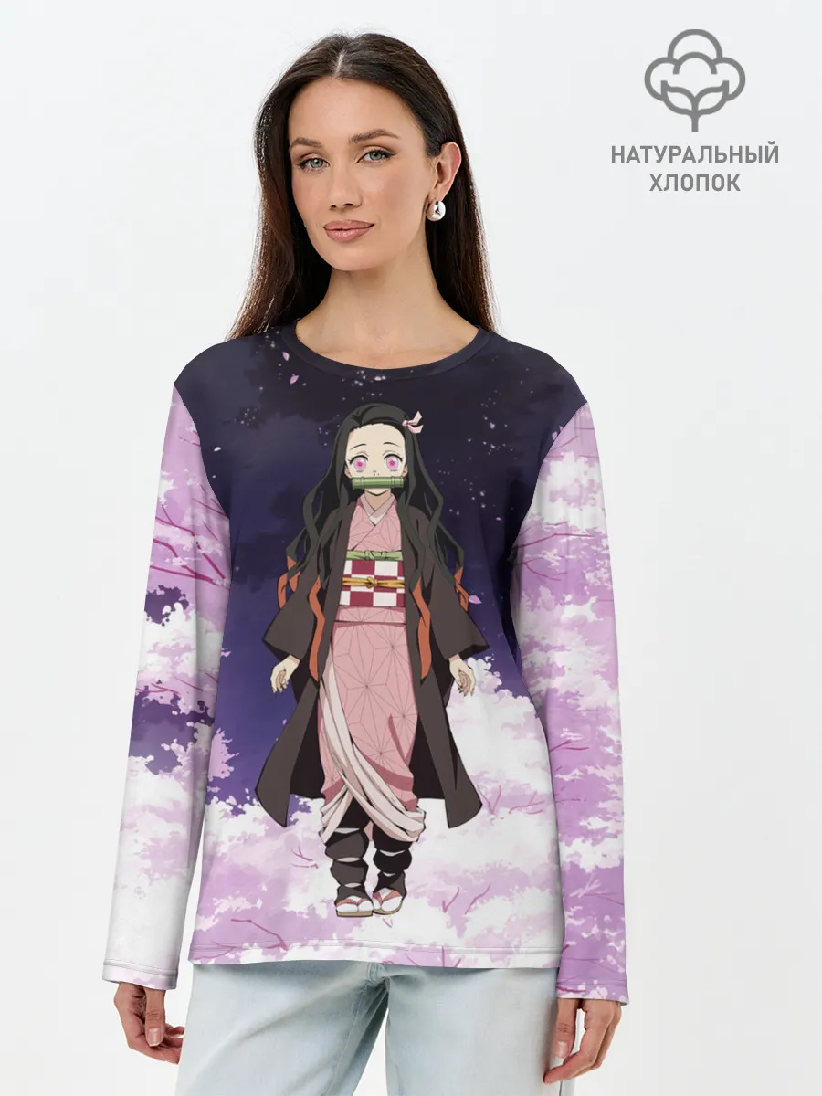 Лонгслив женский. Хлопок / Незуко
