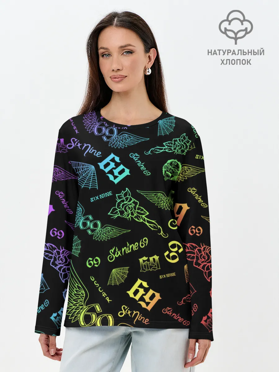 Лонгслив женский. Хлопок / 6IX9INE