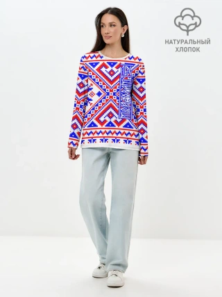 Лонгслив женский. Хлопок / Лес мой храм