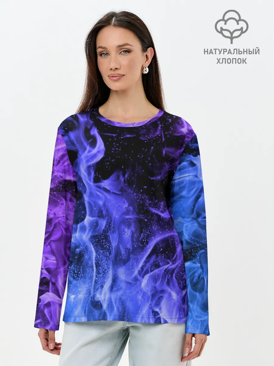 Лонгслив женский. Хлопок / ОГОНЬ