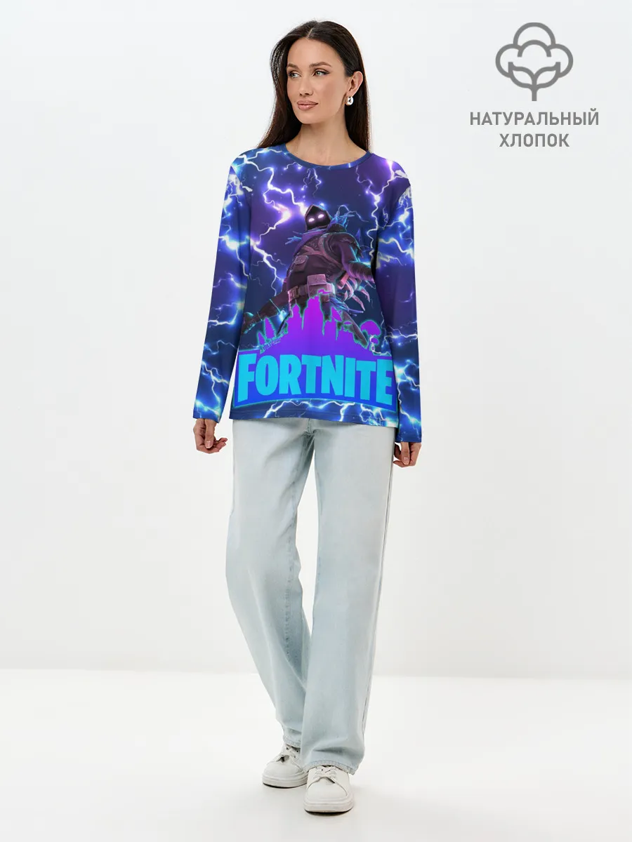 Лонгслив женский. Хлопок / Фортнайт | Молнии