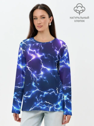 Лонгслив женский. Хлопок / Молнии | Flash
