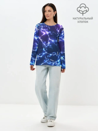 Лонгслив женский. Хлопок / Молнии | Flash