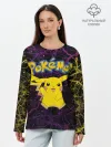 Лонгслив женский. Хлопок / Цветные молнии Пикачу