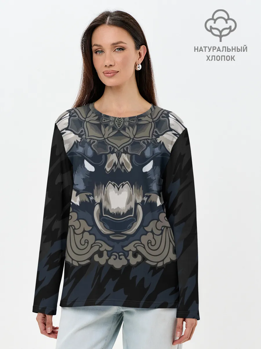 Лонгслив женский. Хлопок / Зверь