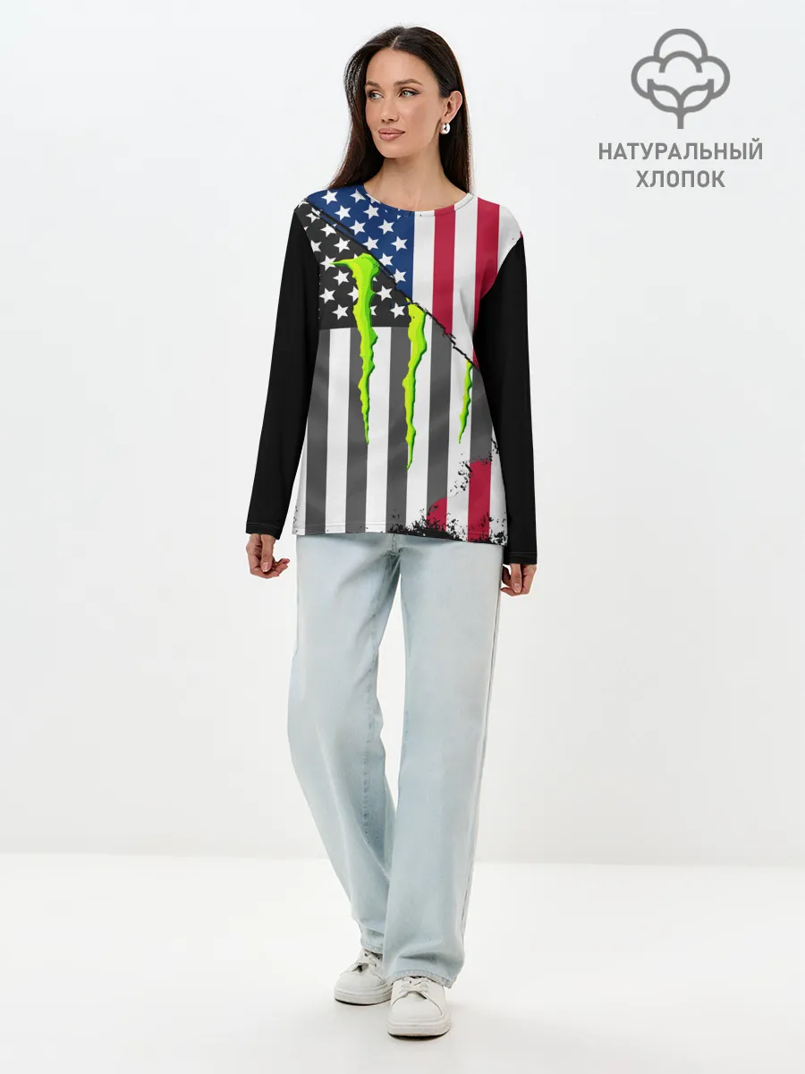 Лонгслив женский. Хлопок / MONSTER ENERGY